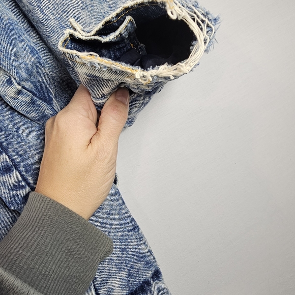 90s Vintage YR Stonewash Denim Jacket Quilted Lined Zip Up Made in Turkey Size S - Picture 6 of 7
